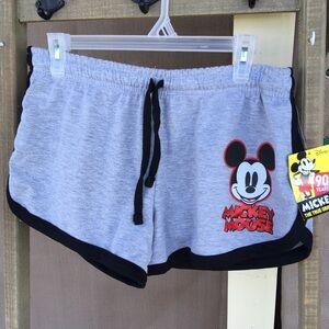 Disney Mickey Mouse 90 Years Gray and Black Athletic Cozywear Shorts Girls L